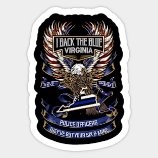 I Back The Blue Virginia Police Got Your Six Sticker